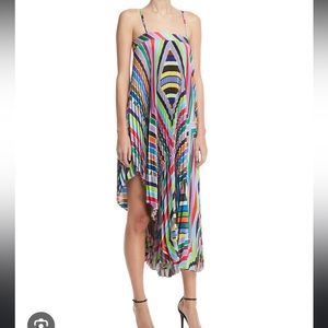 Milly Irene rainbow striped twill pleated dress size 8